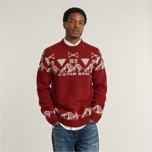 G-Star Men's Burgundy Crewneck Sweater